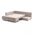 Γωνιακός καναπές - κρεβάτι Manama Megapap αριστερή γωνία υφασμάτινος χρώμα κρεμ 280x206x85εκ.
