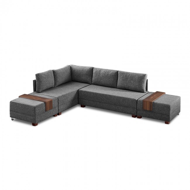 Γωνιακός καναπές - κρεβάτι Fly Megapap αριστερή γωνία υφασμάτινος χρώμα ανθρακί 280x210x80εκ.