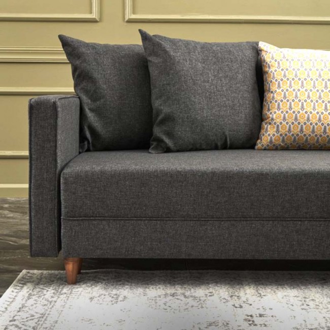Γωνιακός καναπές - κρεβάτι Aydam Megapap δεξιά γωνία υφασμάτινος με αποθηκευτικό χώρο χρώμα ανθρακί 215x150x80εκ.