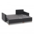 Γωνιακός καναπές - κρεβάτι Aydam Megapap δεξιά γωνία υφασμάτινος με αποθηκευτικό χώρο χρώμα ανθρακί 215x150x80εκ.