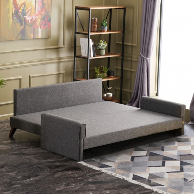 Καναπές - κρεβάτι Bella Megapap τριθέσιος υφασμάτινος χρώμα ανθρακί 208x81x85εκ.