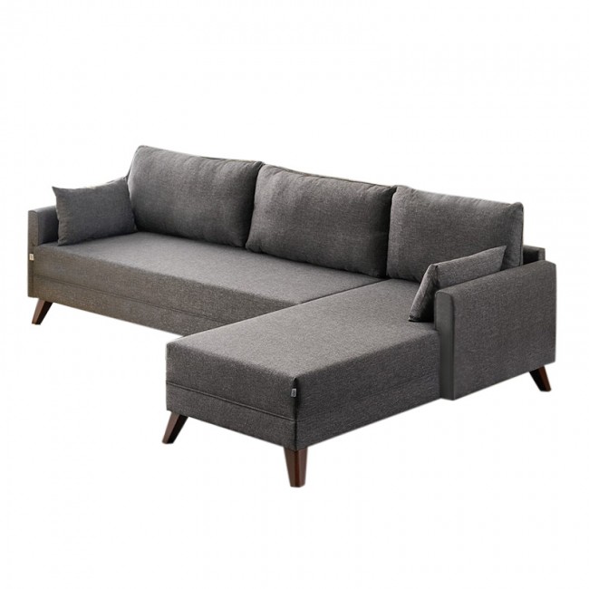 Γωνιακός καναπές Bella Megapap δεξιά γωνία υφασμάτινος χρώμα ανθρακί 275x165x85εκ.