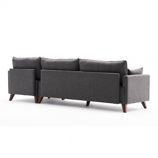 Γωνιακός καναπές Bella Megapap δεξιά γωνία υφασμάτινος χρώμα ανθρακί 275x165x85εκ.