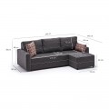 Γωνιακός καναπές - κρεβάτι Ece Megapap δεξιά γωνία υφασμάτινος με αποθηκευτικό χώρο χρώμα ανθρακί 242x150x88εκ.
