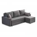 Γωνιακός καναπές - κρεβάτι Ece Megapap δεξιά γωνία υφασμάτινος με αποθηκευτικό χώρο χρώμα γκρι 242x150x88εκ.