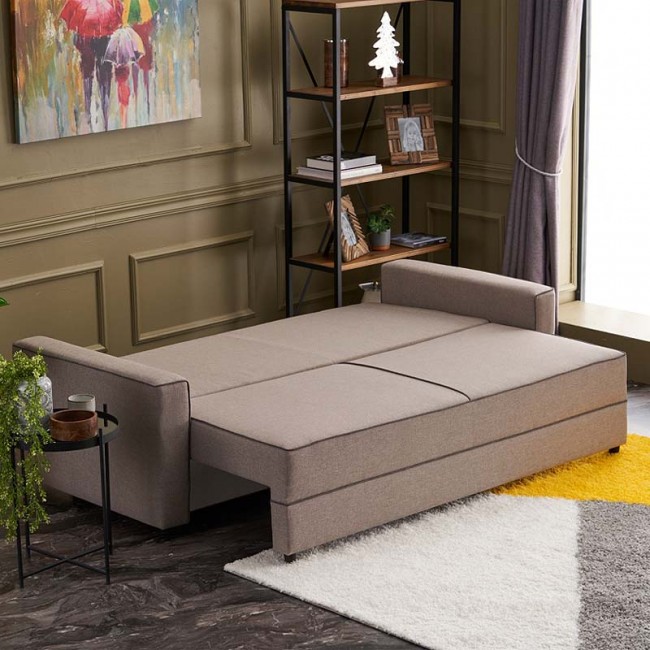 Καναπές - κρεβάτι Ece Megapap τριθέσιος υφασμάτινος χρώμα κρεμ 215x90x88εκ.