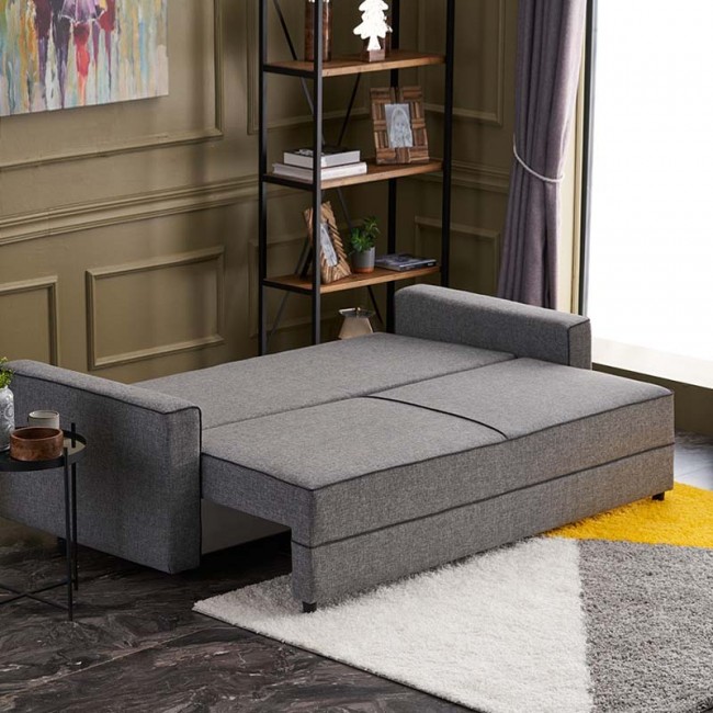 Καναπές - κρεβάτι Ece Megapap τριθέσιος υφασμάτινος χρώμα γκρι 215x90x88εκ.