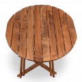 Σετ τραπεζαρία κήπου Queen Megapap ξύλινη τραπέζι Ø60εκ. - πολυθρόνα σκηνοθέτη καρυδί - εκρού πανί S_GP045-0003,1+GP045-0001,1x2