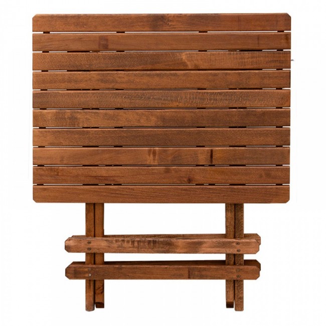 Σετ τραπεζαρία κήπου Queen Megapap ξύλινη τραπέζι 80x60εκ. - πολυθρόνα σκηνοθέτη καρυδί - εκρού πανί S_GP045-0004,1+GP045-0001,1x4
