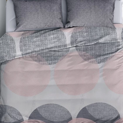 Σετ παπλωματοθήκη Leron Cotton Box 4 τμχ Διπλή (200x220) χρώμα γκρι