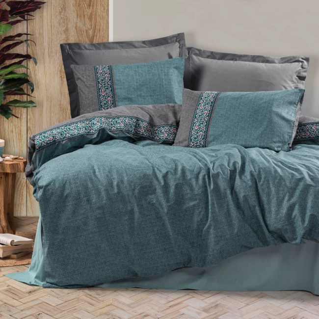 Σετ παπλωματοθήκη Ema Cotton Box 3 τμχ Μονή (160x220) χρώμα πετρόλ Σετ παπλωματοθήκη Ema Cotton Box 3 τμχ Μονή (160x220) χρώμα πετρόλ