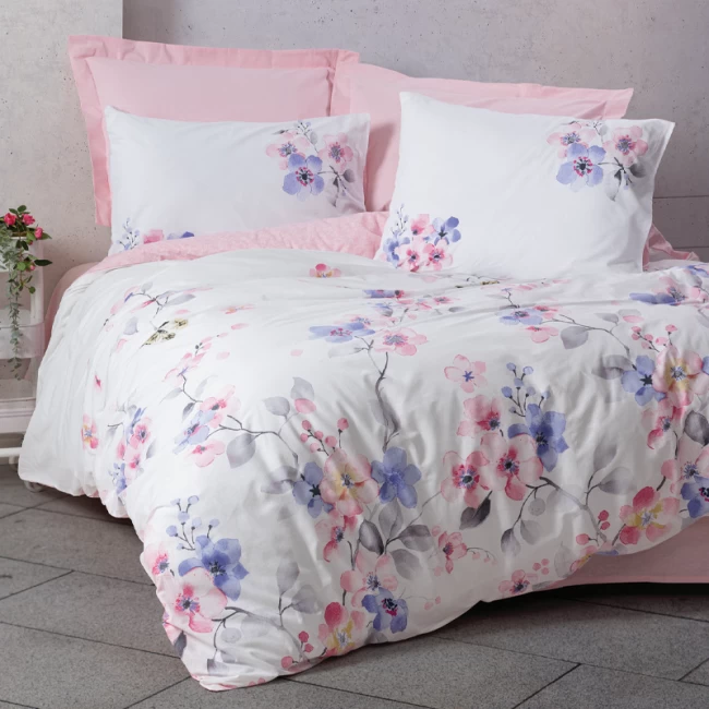 Σετ παπλωματοθήκη Jayda Cotton Box 3 τμχ Μονή (160x220) χρώμα ροζ - λευκό Σετ παπλωματοθήκη Jayda Cotton Box 3 τμχ Μονή (160x220) χρώμα ροζ - λευκό