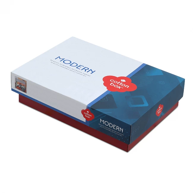 Σετ παπλωματοθήκη Stark Cotton Box 4 τμχ Διπλή (200x220) χρώμα cinnamon - μπλε Σετ παπλωματοθήκη Stark Cotton Box 4 τμχ Διπλή (200x220) χρώμα cinnamon - μπλε