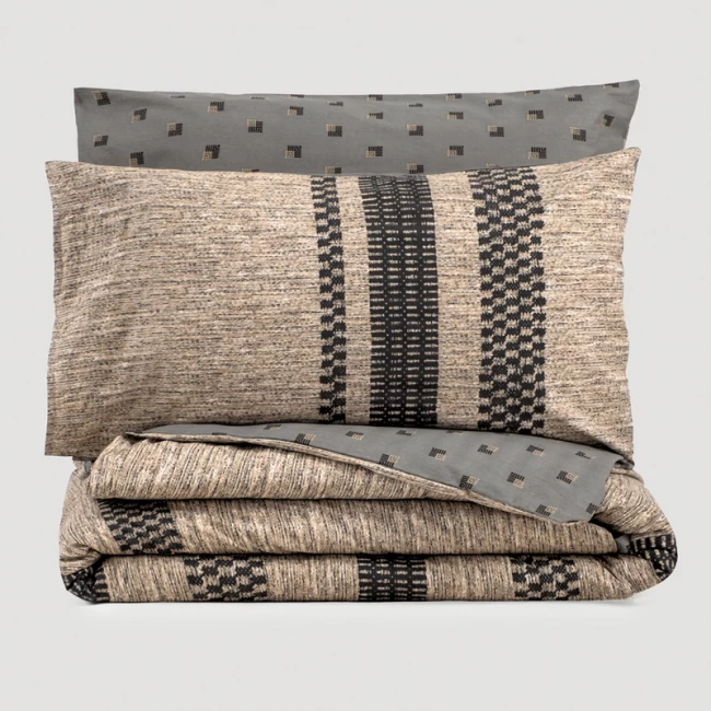 Σετ παπλωματοθήκη Arlo Cotton Box 4 τμχ Διπλή (200x220) χρώμα καφέ - γκρι Σετ παπλωματοθήκη Arlo Cotton Box 4 τμχ Διπλή (200x220) χρώμα καφέ - γκρι