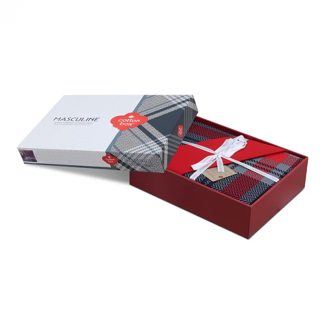 Σετ παπλωματοθήκη Abel Cotton Box 4 τμχ Διπλή (200x220) χρώμα σκούρο μπλε - κόκκινο Σετ παπλωματοθήκη Abel Cotton Box 4 τμχ Διπλή (200x220) χρώμα σκούρο μπλε - κόκκινο