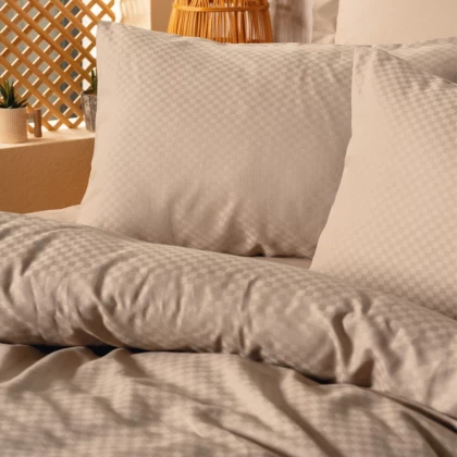 Σετ παπλωματοθήκη Plaid Cotton Box 4 τμχ Διπλή (200x220) χρώμα mink
