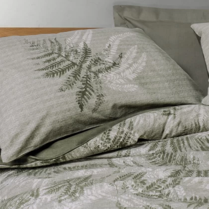 Σετ παπλωματοθήκη Frond Cotton Box 4 τμχ Διπλή (200x220) χρώμα χακί