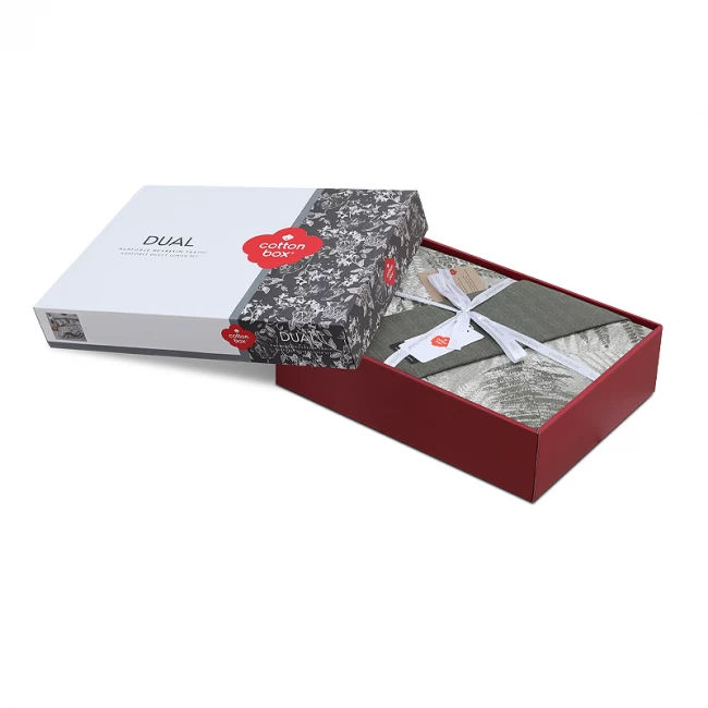 Σετ παπλωματοθήκη Frond Cotton Box 4 τμχ Διπλή (200x220) χρώμα χακί Σετ παπλωματοθήκη Frond Cotton Box 4 τμχ Διπλή (200x220) χρώμα χακί