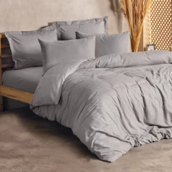 Σετ παπλωματοθήκη Plaid Cotton Box 3 τμχ Μονή (160x220) χρώμα γκρι