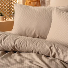 Σετ παπλωματοθήκη Plaid Cotton Box 3 τμχ Μονή (160x220) χρώμα mink
