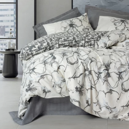 Σετ παπλωματοθήκη Hilaris Cotton Box 4 τμχ Διπλή (200x220) χρώμα ανθρακί