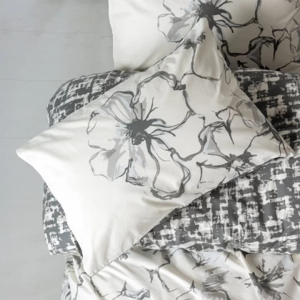 Σετ παπλωματοθήκη Hilaris Cotton Box 4 τμχ Διπλή (200x220) χρώμα ανθρακί