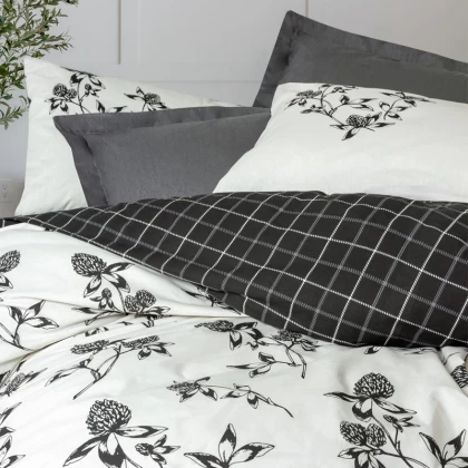 Σετ παπλωματοθήκη Ohia Cotton Box 4 τμχ Διπλή (200x220) χρώμα ανθρακί