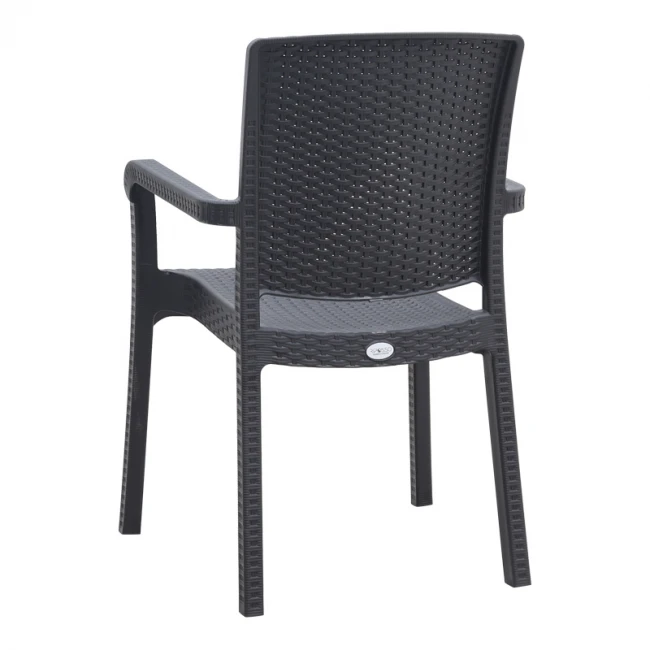 Πολυθρόνα κήπου πολυπροπυλενίου με πλέξη ραττάν χρώμα μαύρο 56x60x86,5εκ.