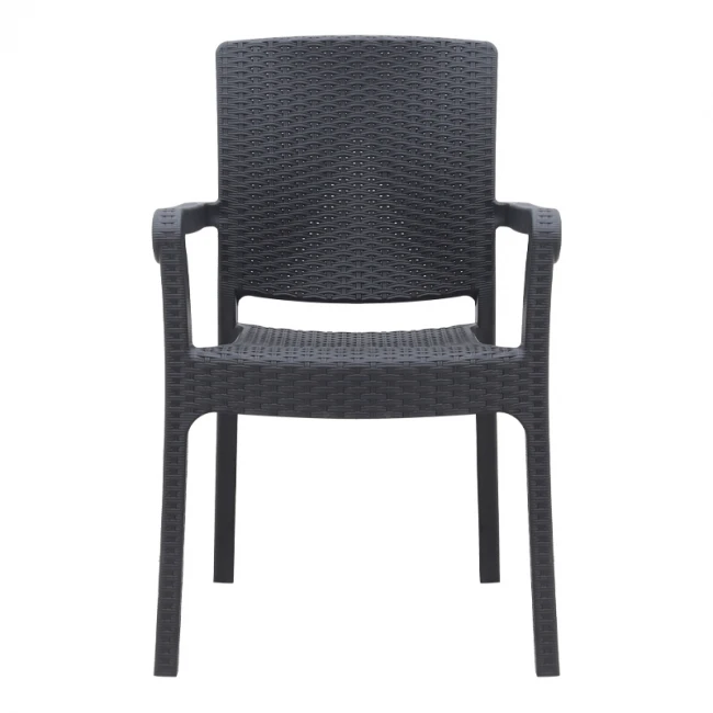 Πολυθρόνα κήπου πολυπροπυλενίου με πλέξη ραττάν χρώμα μαύρο 56x60x86,5εκ.