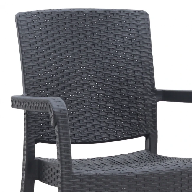 Πολυθρόνα κήπου πολυπροπυλενίου με πλέξη ραττάν χρώμα μαύρο 56x60x86,5εκ.