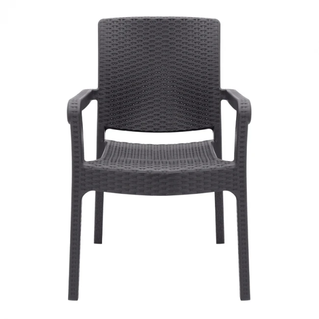 Πολυθρόνα κήπου πολυπροπυλενίου με πλέξη ραττάν χρώμα καφέ 56x60x86,5εκ.