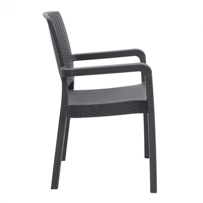 Πολυθρόνα κήπου πολυπροπυλενίου με πλέξη ραττάν χρώμα καφέ 56x60x86,5εκ.