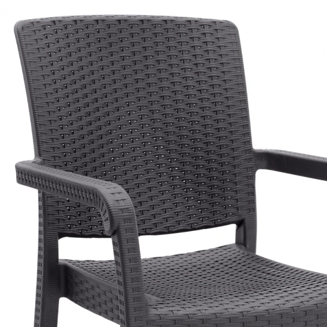 Πολυθρόνα κήπου πολυπροπυλενίου με πλέξη ραττάν χρώμα καφέ 56x60x86,5εκ.