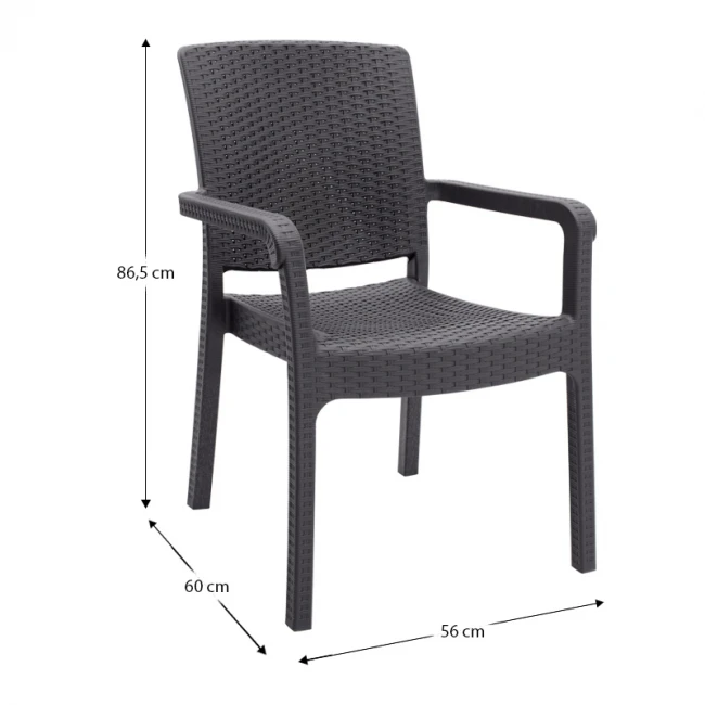 Πολυθρόνα κήπου πολυπροπυλενίου με πλέξη ραττάν χρώμα καφέ 56x60x86,5εκ.