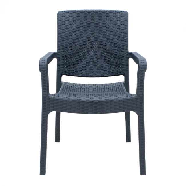 Πολυθρόνα κήπου πολυπροπυλενίου με πλέξη ραττάν χρώμα γκρι 56x60x86,5εκ.