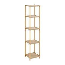 Ραφιέρα δαπέδου πλαστική - ξύλινη χρώμα φυσικό - μπεζ 28x25x137εκ.