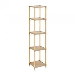 Ραφιέρα δαπέδου πλαστική - ξύλινη χρώμα φυσικό - μπεζ 28x25x137εκ.