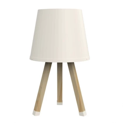 Φωτιστικό επιτραπέζιο ξύλινο - πλαστικό χρώμα μπεζ Ø18x34εκ.