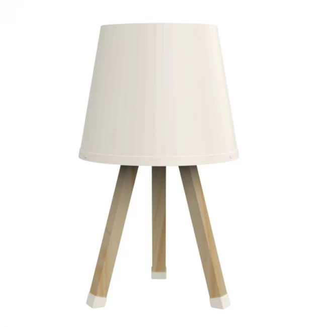 Φωτιστικό επιτραπέζιο ξύλινο - πλαστικό χρώμα μπεζ Ø18x34εκ.