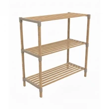 Ραφιέρα δαπέδου - Τραπεζάκι βοηθητικό ξύλινο - πλαστικό χρώμα φυσικό - μπεζ 65x30x78εκ.