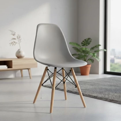 Καρέκλα τραπεζαρίας Nova Megapap PP γκρι - ξύλινο φυσικό πόδι 46x51x80εκ.