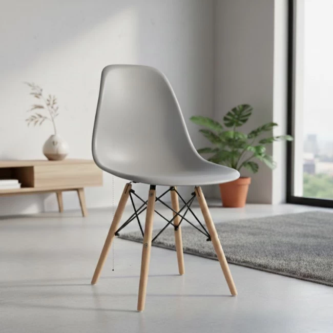 Καρέκλα τραπεζαρίας Nova Megapap PP γκρι - ξύλινο φυσικό πόδι 46x51x80εκ.