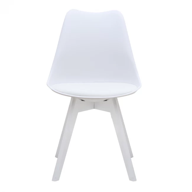 Καρέκλα τραπεζαρίας Viva Megapap PP - PU λευκό - ξύλινο λευκό πόδι 48,5x54x80εκ.