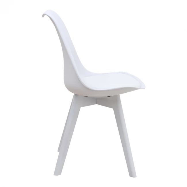 Καρέκλα τραπεζαρίας Viva Megapap PP - PU λευκό - ξύλινο λευκό πόδι 48,5x54x80εκ.