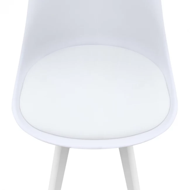 Καρέκλα τραπεζαρίας Viva Megapap PP - PU λευκό - ξύλινο λευκό πόδι 48,5x54x80εκ.