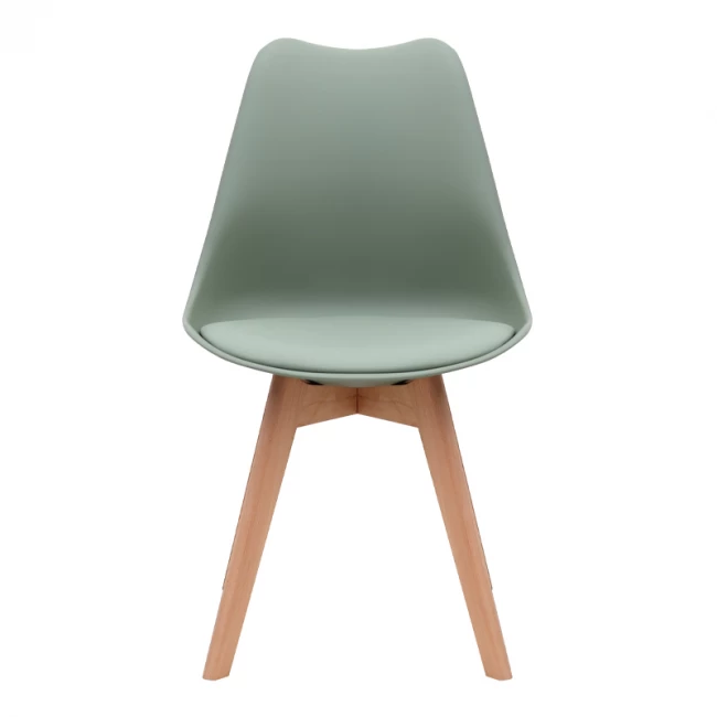 Καρέκλα τραπεζαρίας Viva Megapap PP - PU φυστικί - ξύλινο φυσικό πόδι 48,5x54x80εκ.