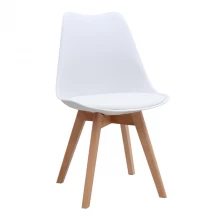 Καρέκλα τραπεζαρίας Viva Megapap PP - PU λευκό - ξύλινο φυσικό πόδι 48,5x54x80εκ.