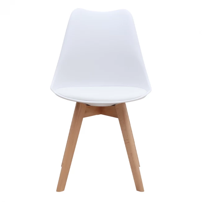 Καρέκλα τραπεζαρίας Viva Megapap PP - PU λευκό - ξύλινο φυσικό πόδι 48,5x54x80εκ.