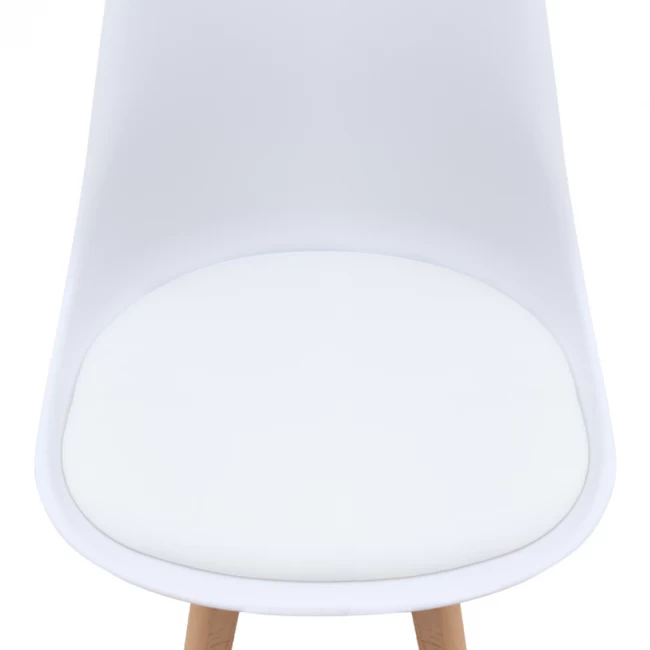 Καρέκλα τραπεζαρίας Viva Megapap PP - PU λευκό - ξύλινο φυσικό πόδι 48,5x54x80εκ.