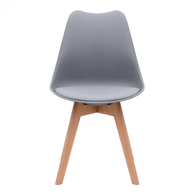 Καρέκλα τραπεζαρίας Viva Megapap PP - PU γκρι - ξύλινο φυσικό πόδι 48,5x54x80εκ.